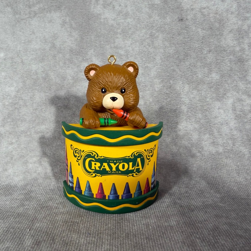 Vtg 1992 Crayola Crayon Bear Drum Christmas Ornament Binney & Smith Hallmark EUC